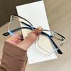 Anti Blue Light Glasses Ultralight Round Metal Frame Eye Protection Optical Eyewear for Women Office Work
