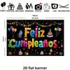 2D Feliz Cumpleaños Birthday Banner Backdrop Kids Colorful Fiesta Party Decor Background