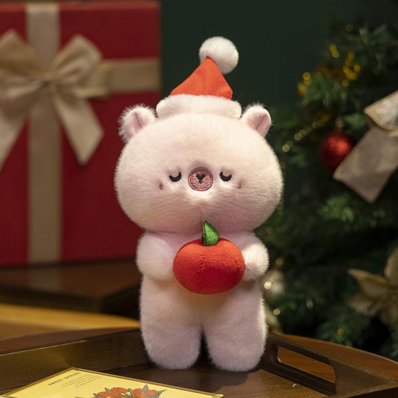 24cm Cartoon Cute Christmas Capybara Plush Doll Pillow Apple Santa Claus Capybara Plush Toy Home Decoration Gift For Children