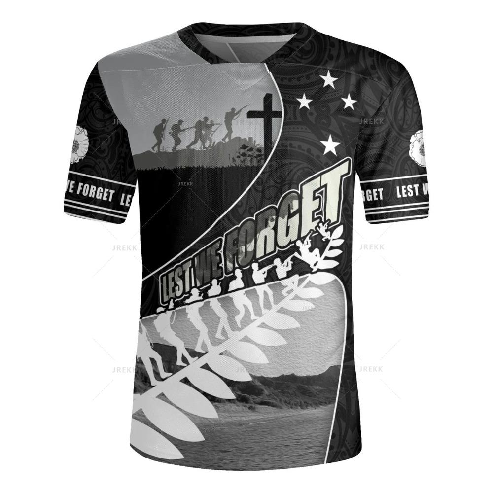 3D Printed New Zealand Rugby-Jersey Silver Fern Flag Styles V Neck T Shirt NZ Jersey V-Neck T-Shirts Men Cool Short Sleeves Tees