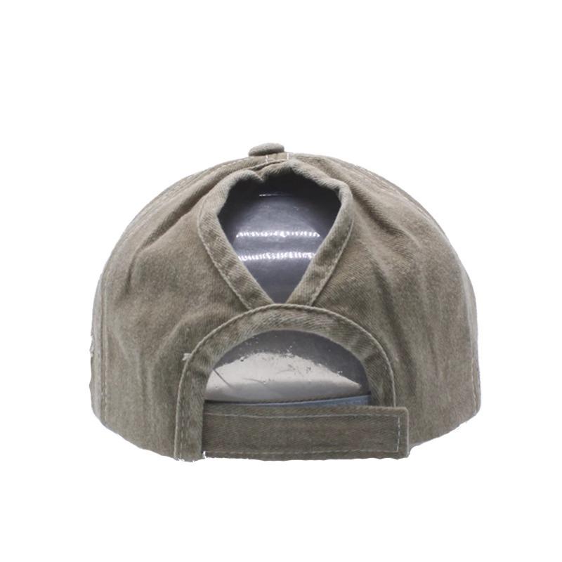 European and American Tide Pure Cotton Washed Ponytail Hole Five Pointed Star Baseball Cap Fashion Ponytail Hole Curved Brim Cap