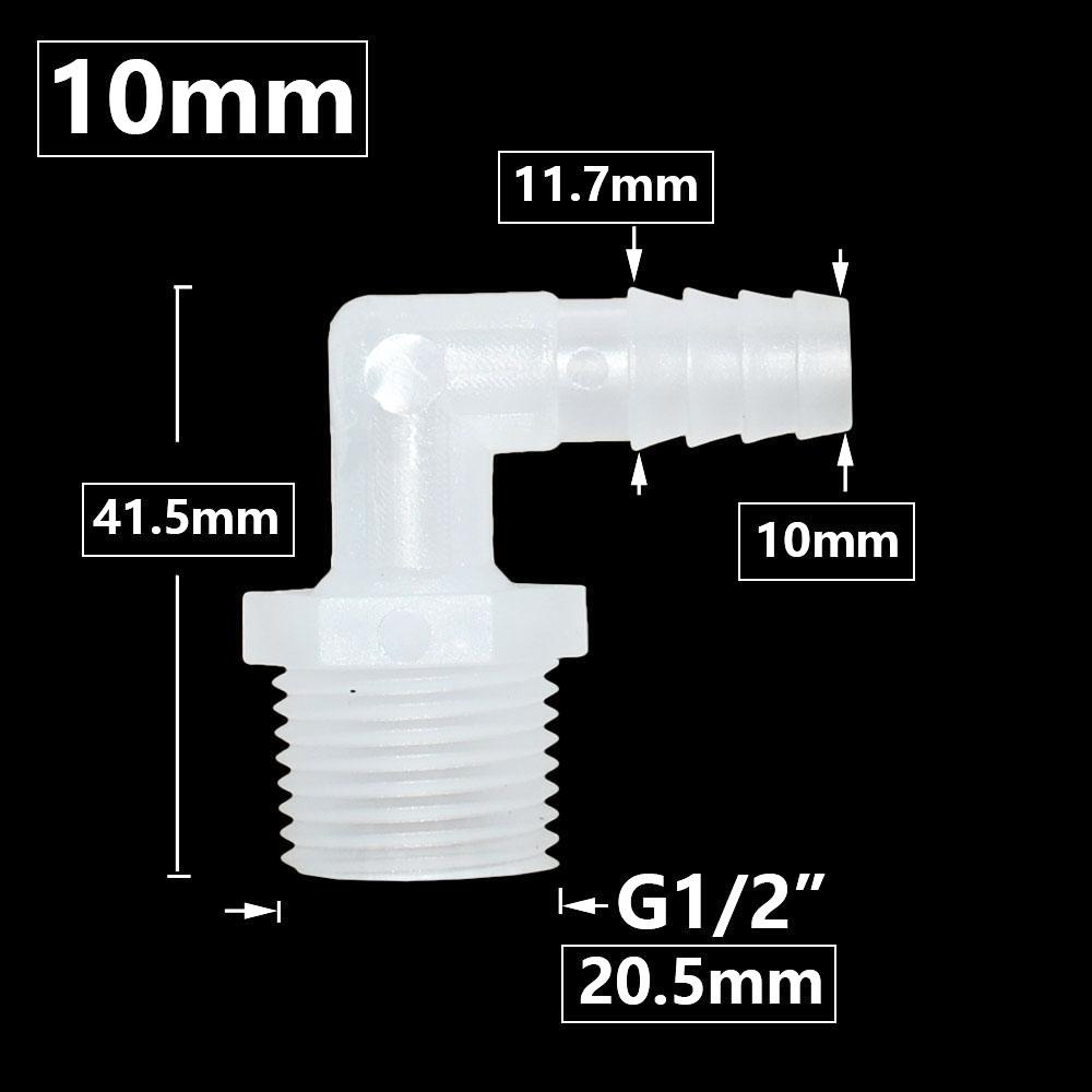 6/8/10/12/14/16/18/20mm Hose Elbow Connector To 1I2 3/4 Inch Male Thread 90 Degrees Barb Fittings Irrigation System Pipe Coupler