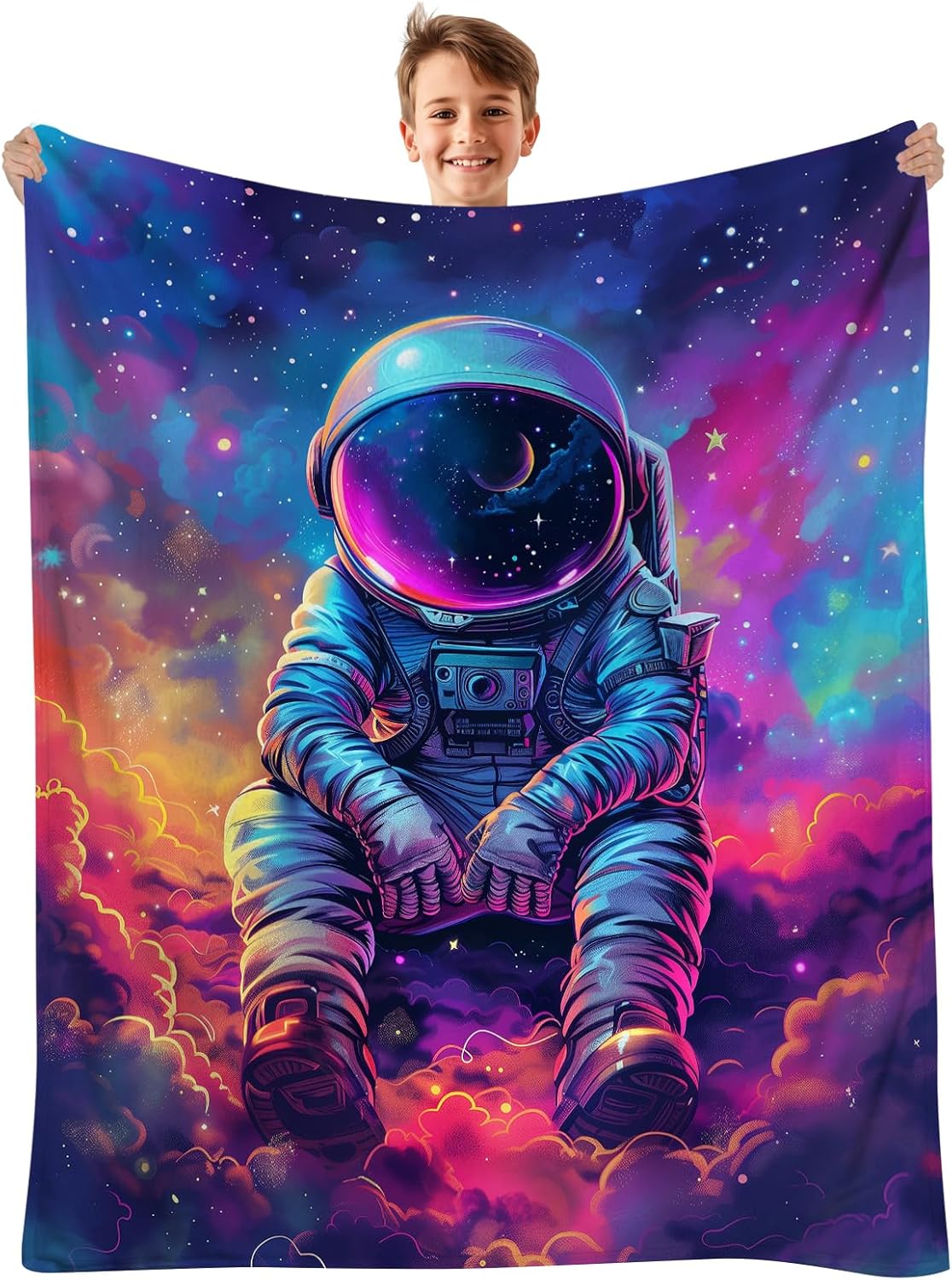 

Space astronaut blanket, boy gift throwing blanket, soft warm flannel blanket living room decoration 130X150CM