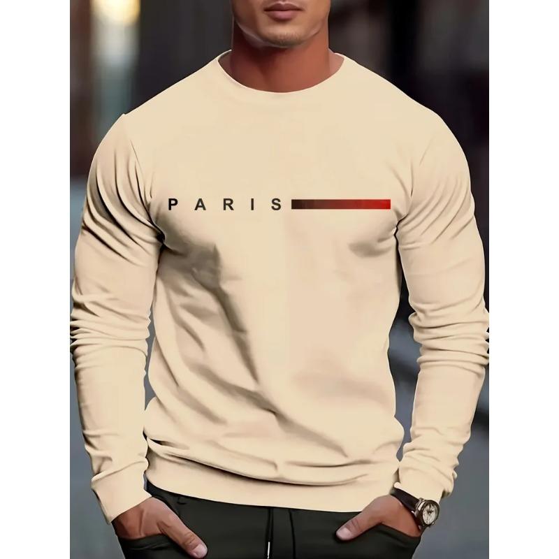 Comfortable Versatile Men's Top Casual Loose Long Sleeve Print T-Shirts Men's