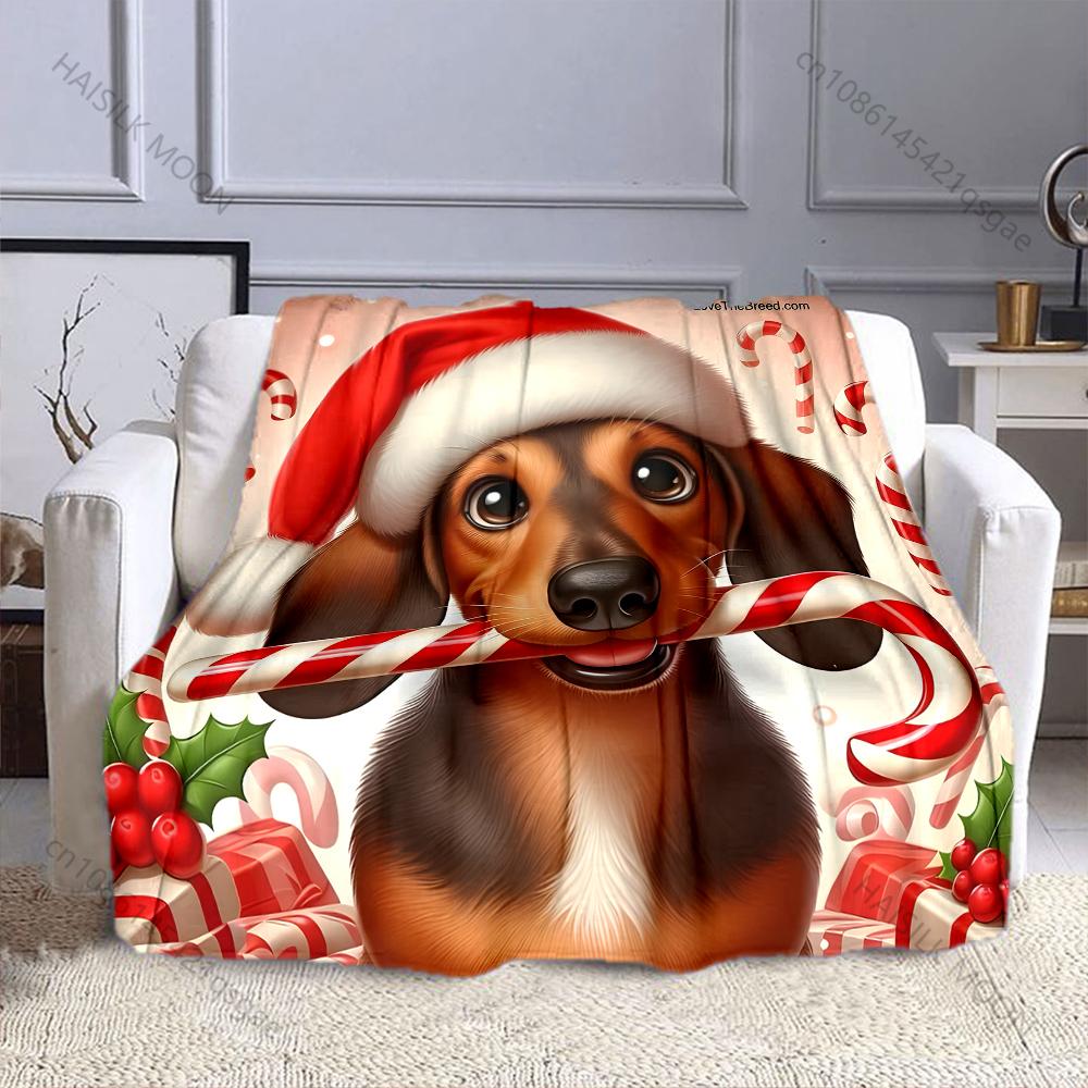 

1PC Christmas Themed Dachshunds Blanket Warm Soft Luxury Gifts for Children Adults Suitable for Home Bed Sofa Travel Picnic 75x90cm