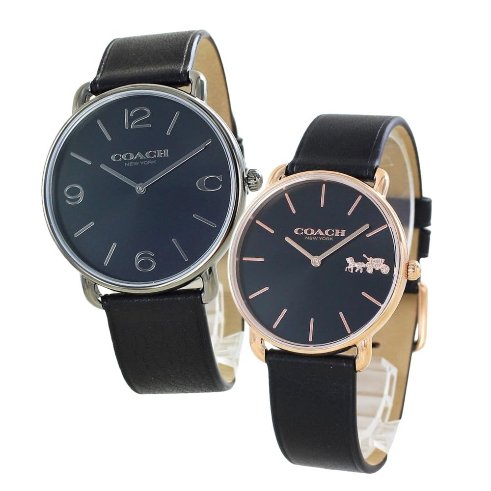 

Watch Pair Watch Storage Box Pair Watch Elliott Slim Thin Leather Strap Black 1460264514504381 [Coach] Men s Women s [Item]