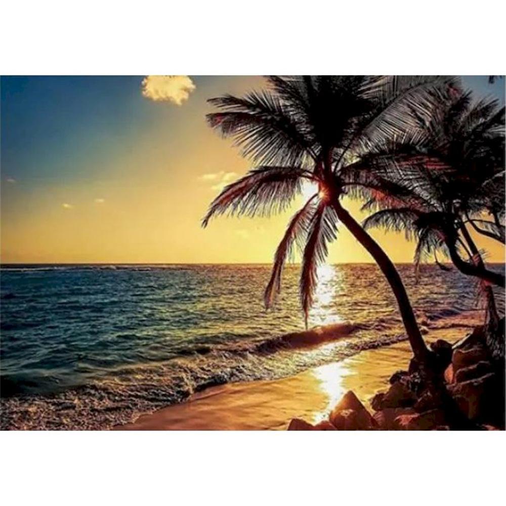 5d Diy Diamond Embroidery Seaside Full Round Diamond Painting Kits Beach Landscape Mosaic Rhinestone Puzzle Decoration