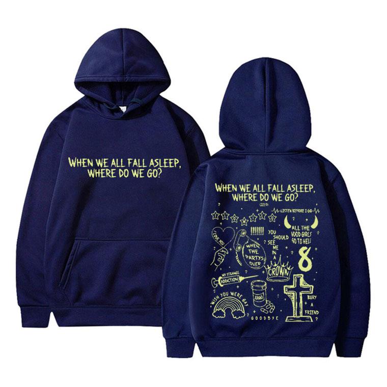 Kiedy wszyscy zasypiamy, dokąd idziemy Bluza z kapturem graficzna Mężczyźni Kobiety Moda Hip Hop Bluza z kapturem Męska Vintage Y2k Oversize Bluzy z kapturem