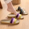 Summer Women Linen Slippers Lightweight Flat Home Slides Fashion Comfortable Non-slip Slippers Indoor Men Living Room Slippers