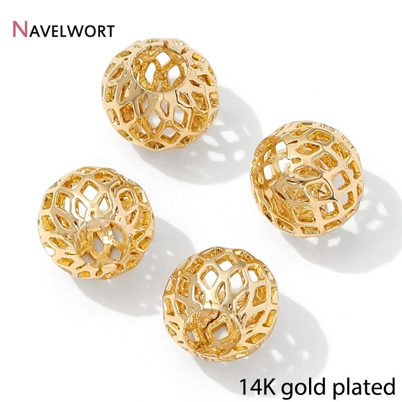 14K/18K Vergoldete Hohl-Abstandshalter-Perlen, Trennstück für Perlen, Ovale lose Perlen für Armbandherstellung Zubehör, Schmuckzubehör