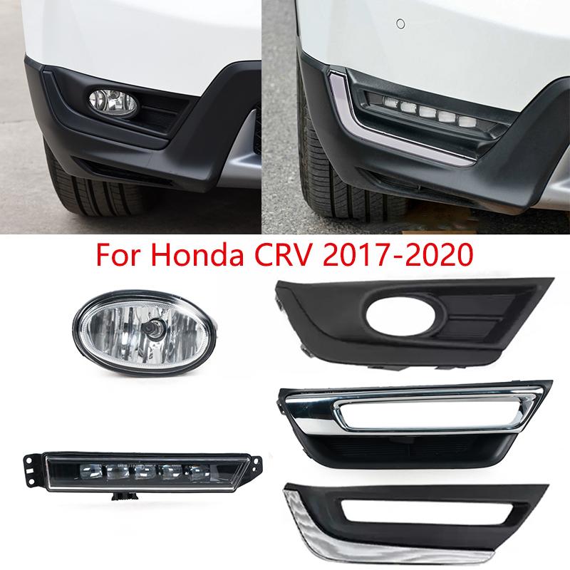 For Honda CRV CR-V 2017 2018 Front Bumper Fog Light Daytime Running Lamp Frame Trim Cover Hood Foglight Foglamp