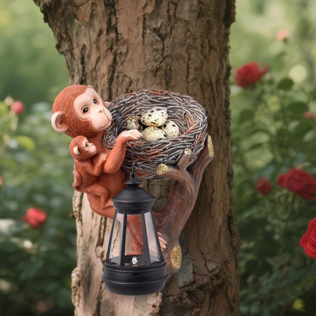 JYL TS/119,Resin Multi Function Mother and Child Monkey Solar Outdoor Light for Wall Fence Decor Lamp