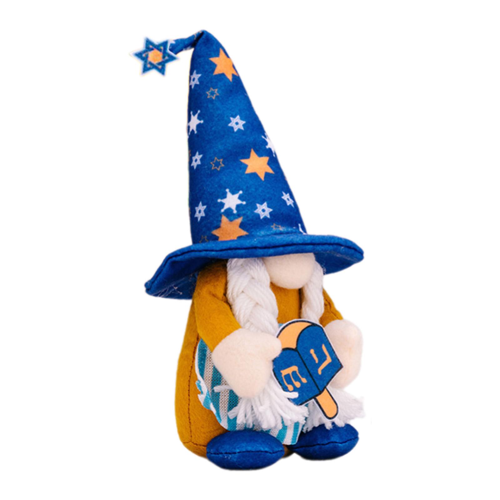 

Hanukkah Celebration Gnomes Dolls with Handhold Candles Plush Scandinavian Faceless Doll Decors for Holiday Display B