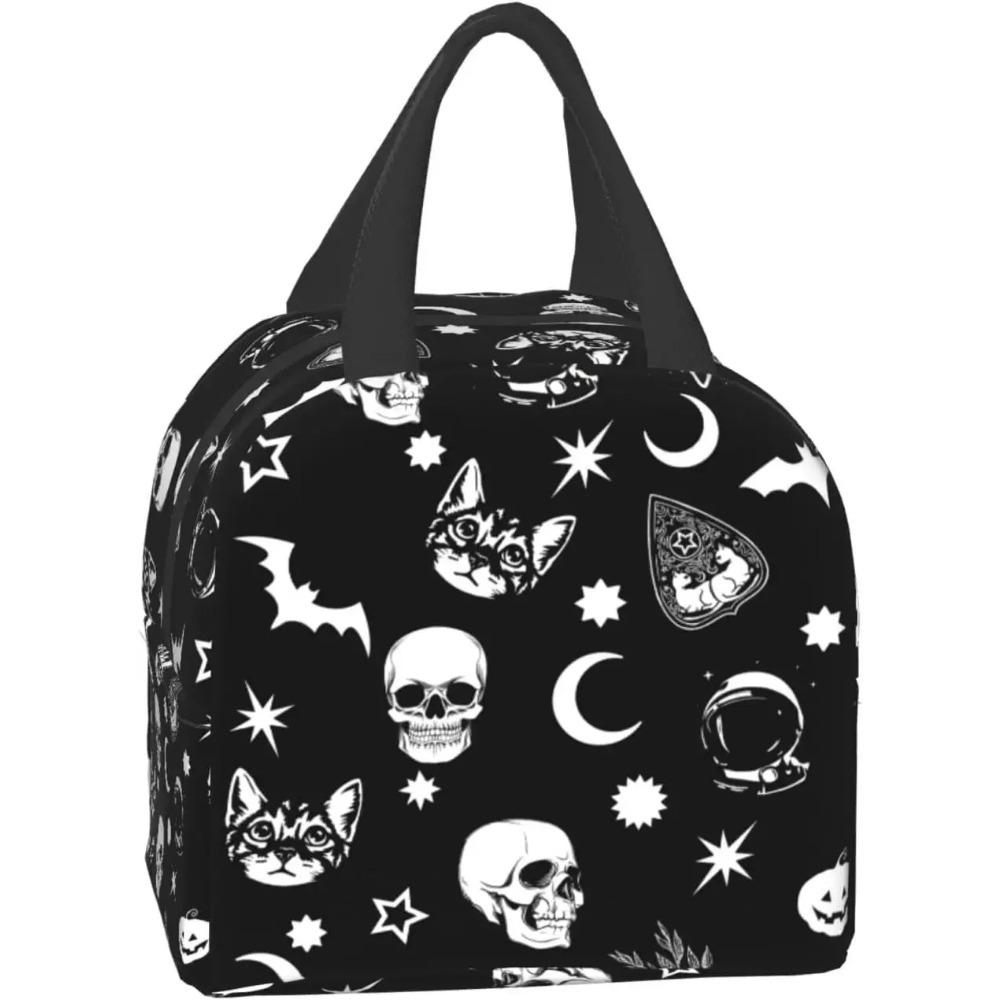 Goth Skull Lunch Bag for Women Teens Boys Girls Aesthetic Small Insulated Lunch Box Kids Thermal Cooler Tote Bag for Work School