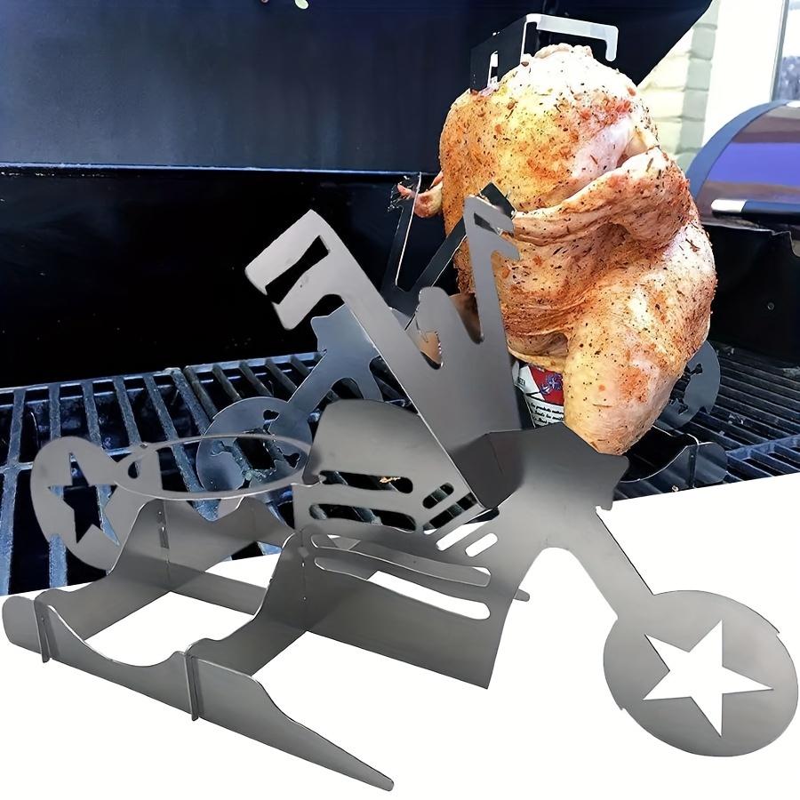 Estante para Pollo a la Parrilla con Forma de Lata de Cerveza de Motocicleta Acero Inoxidable Soporte para Pollo Biker Herramienta Divertida para Barbacoa Pollo Asado Caballero