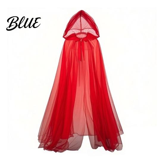 Cosplay Cloak Hooded Mesh for Adults 2 Layer Sheer Tulle Cape Gothic Witch Queen Costume Halloween Renaissance Accessories Lightweight Cape