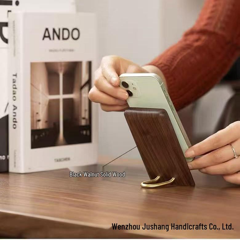 Schwarznuss Massivholz Handy- & Tablet-Halter - Kreativer Schreibtischständer
