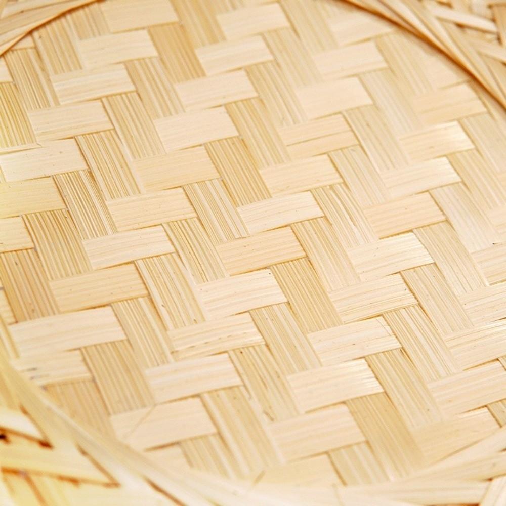 Scalloped Edge Woven Bamboo Tray Round Fruit Snack Serving Tray Bamboo Woven Basket Fruit Serving