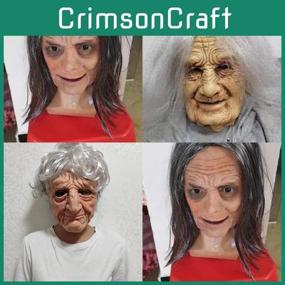 Bílé Cosplay Vlasy Babička Latexová Maska Pro Halloween A Tematickou Párty Oblečení