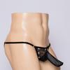Majtki z kieszonką Sissy Męskie Stringi z trąbą słonia T-Back Siateczkowe Przezroczyste G-String Regulowane Niskie Majtki Otwór na Penis Bielizna