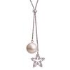 Fashionable Long Chain Star Shaped Pendant Necklace With Pearls Sparkling Design