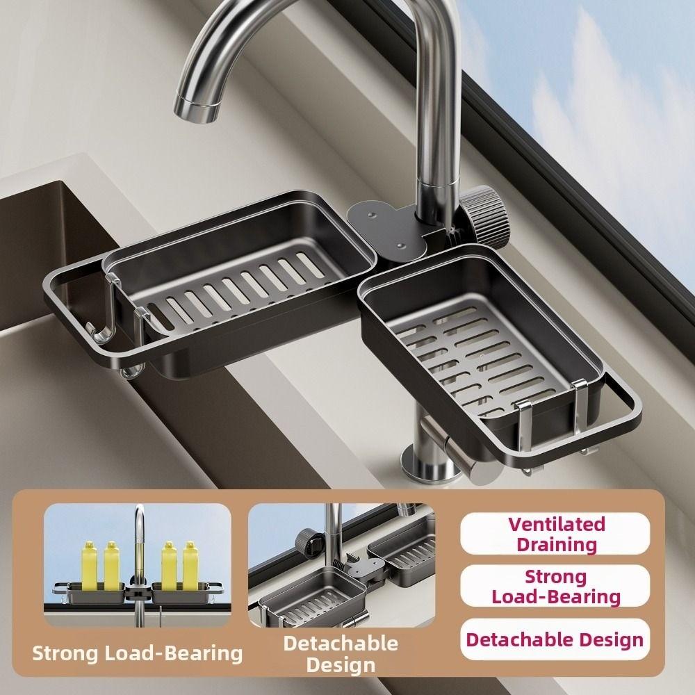 Rotatable Faucet Sponge Soap Shelf Waterproof Dishcloth Drainer Basket Kitchen Supplies