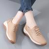 Women Platform Loafers Casual Elegant Leather Khaki Sneakers Thick Sole Height Increase Shake Shoes Large Size