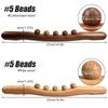 1Pcs Wooden Gua Sha Stick 5 Beads Massage Roller Lymphatic Drainage Body Shaping Tool