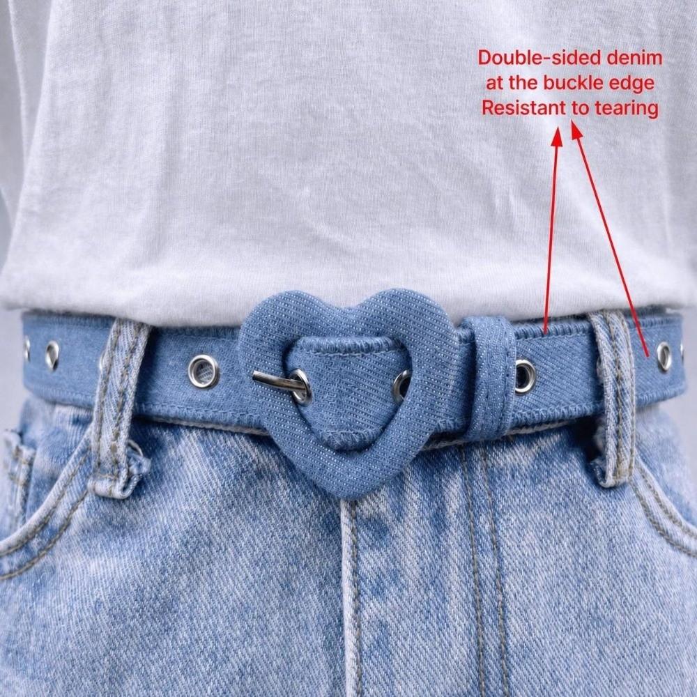 Slim Fit Denim Waist Belt Heart Shape Buckle Fashion Denim Belt For Women Girls