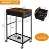 Rolling PC Tower Stand with Wheels - 2 Tier CPU Holder & Storage Drawer, Mobile Cart for Home/Office (Rustic Brown)