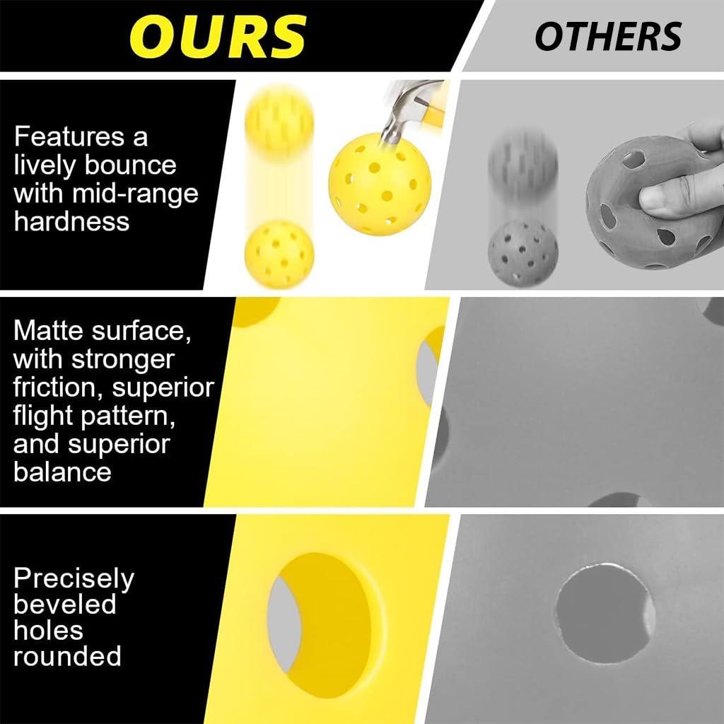 Outdoor Pickleball 74mm Diameter Pickleball Hard PE 40-Hole Pickleball High Elasticity Durable Outdoor Pickleball 2-Pack