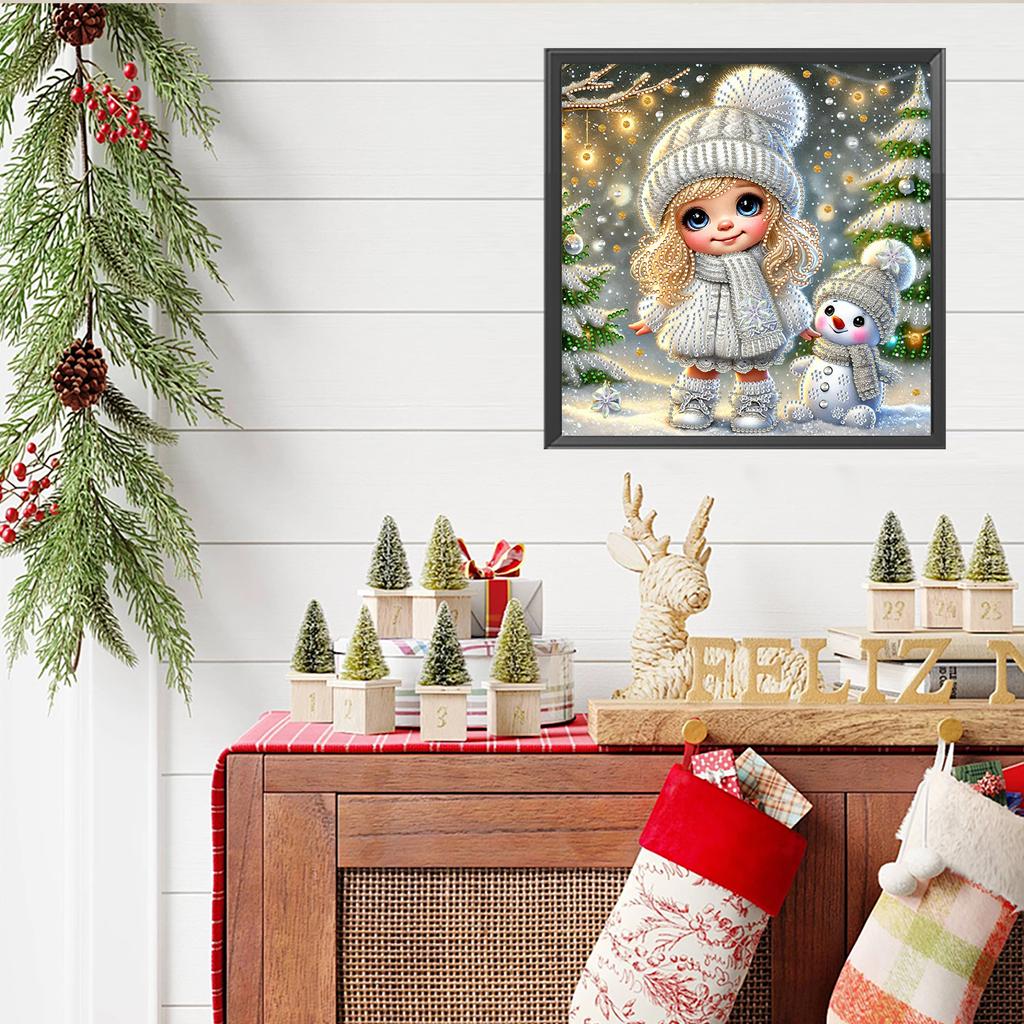 Snow Girl 5D DIY Diamond Art Painting Kits for Home Wall Decoration Diamond Art Kits DIY Gem Art Diamond Painting Kits 30x30cm