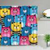 Funny Little Cat Dog Bathing Shower Curtain Cartoon Animals Printed Bathroom Curtain Set Waterproof Polyester Fabric Bath Screen