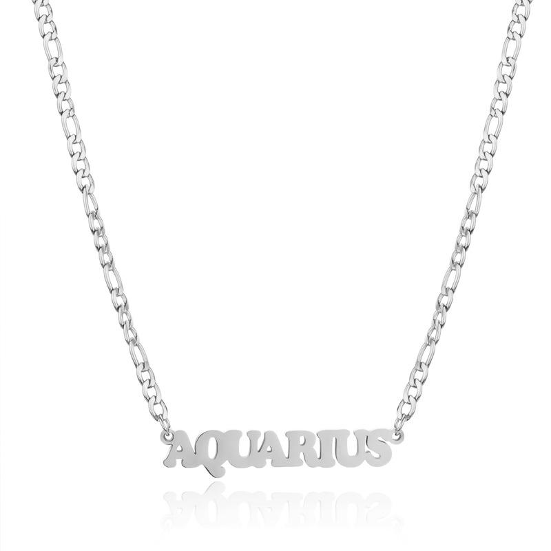 Gold/Silver/Rose Gold Color Twelve Constellations Stainless Steel NK Chain Pendant Necklace Female Jewelry 18+2in