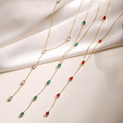 Fashionable Jewelry for Women Light Luxury Zircon Pendant Necklace Unique 18k Gold Plated Tassel Y Long Necklaces