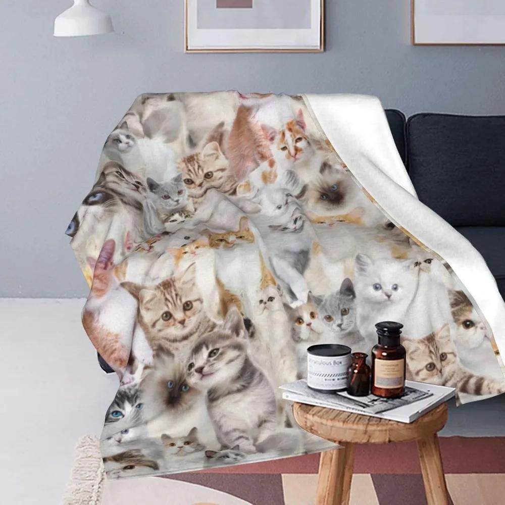 Cute Cat Throw Blanket Cozy Fluffy Plush Soft Flannel Throw Blankets for Kids Men Women Gift Sofa Bed