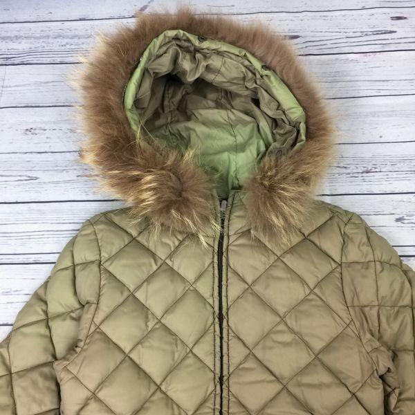 DUVETICA Quilted Down Jacket with Natural Raccoon Fur Trim/Women's 38/Khaki/(USED)