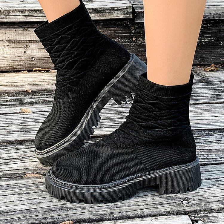 Fashion Spring and Autumn New Sock Boots Women's Plus Size Slip-on Stretch Boots Casual Outside Wear