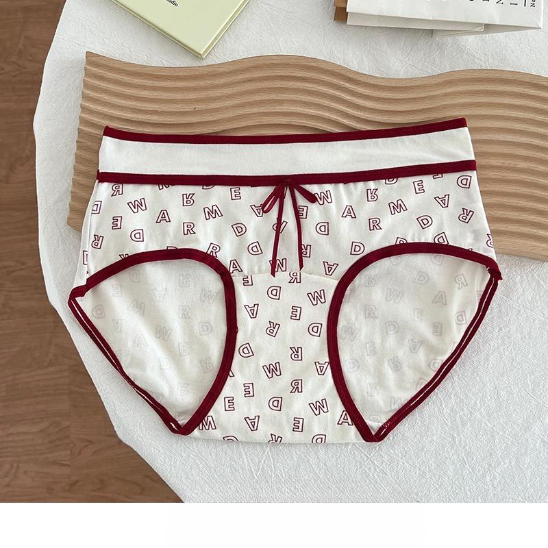 Female Spring and Autumn Cotton Extended Antibacterial Comfort Breathable Year Red Waist Underwear