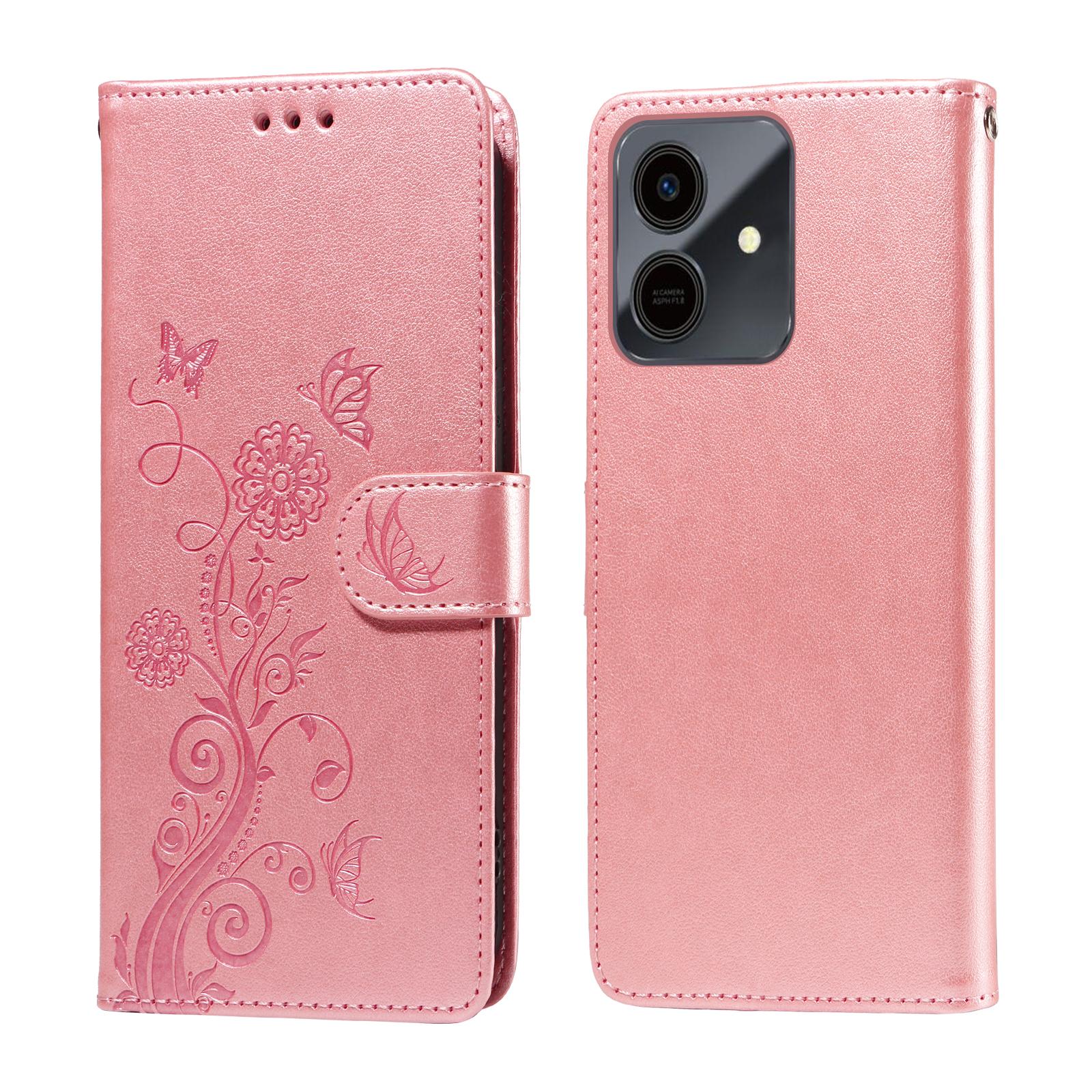 

For Honor Play10 4G Leather Case Butterfly Floral Imprint Wallet Stand Cover