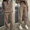 Dames herfst- en winterset met rits en revers, effen kleur, casual, tweedelige set