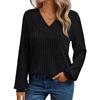 Women's Long Sleeve V-Neck T-Shirt Casual Basic Top for Everyday Wear