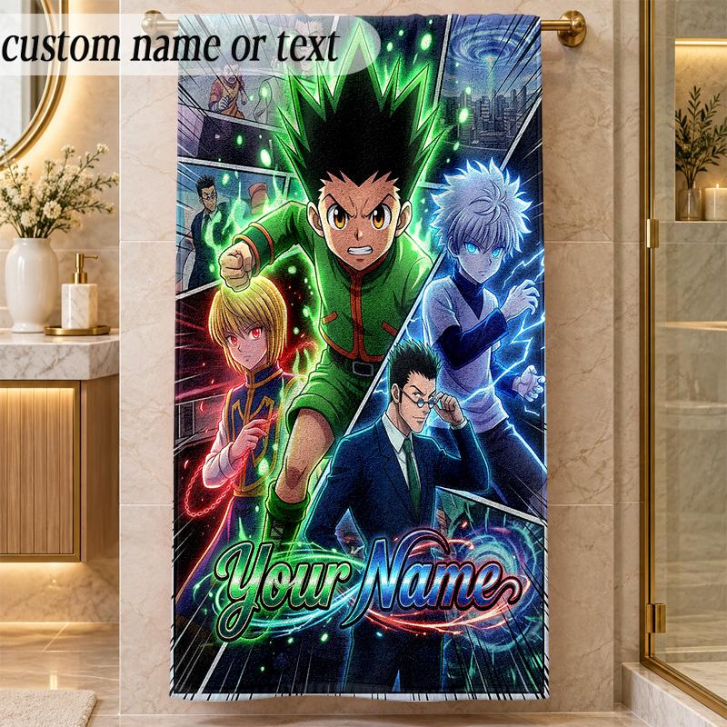 Beach TowelHunter × Hunter Custom Name Text Personalized Soft Towel for Beach Pool Indoor Home Decor Gift