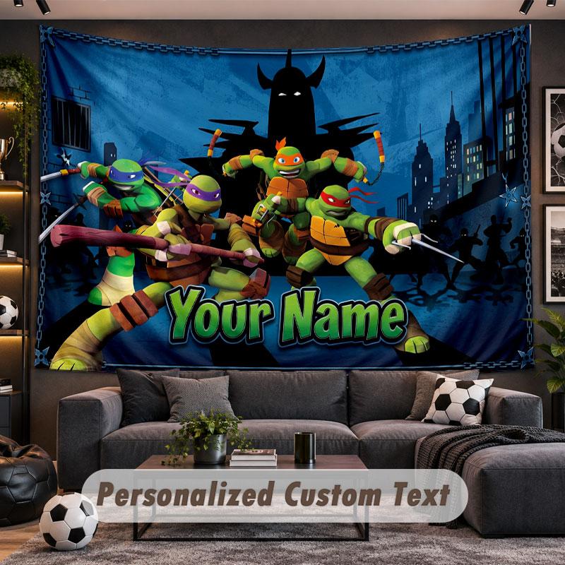 Wall Hanging Tapestry Custom NameTeenage Mutant Ninja Turtles Pattern Personalized Printed Fabric Wall Decor
