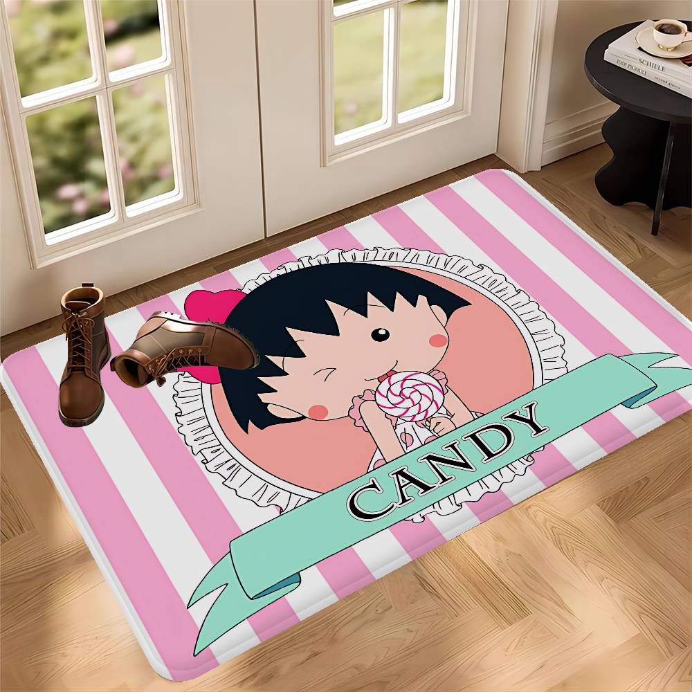 Catoon Chibi Maruko Chan Bathroom Mat Anti-slip Absorb Water Long Strip Cushion Bedroon Mat Welcome Doormat