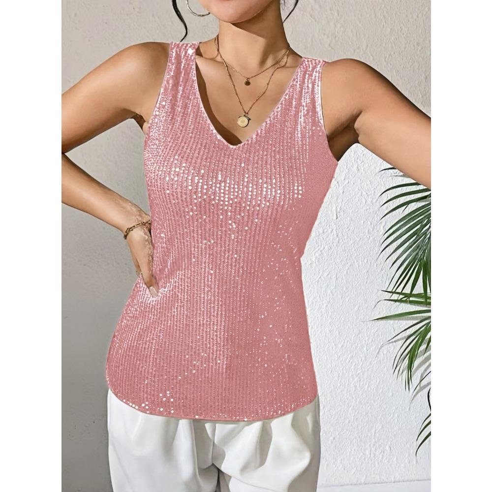 

Женская весенне-летняя сексуальная футболка с V-образным вырезом, свободного кроя, с пайетками, для ношения сверху и под низ XXL