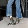 2025 Autumn New Pointed Thin Heel High Heel Temperament French Fashion Sexy Beautiful Women Short Boots