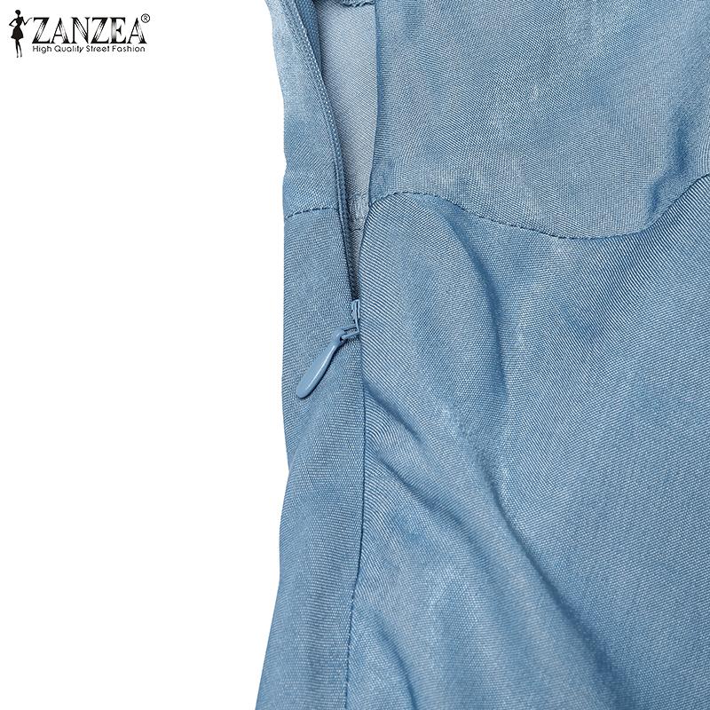 ZANZEA Womens Casual Solid Color Loose Ruffles Long Skirts