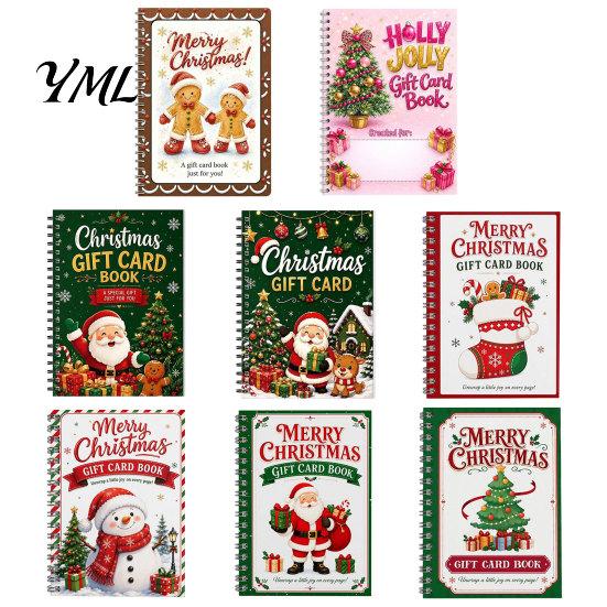 Carpeta de Regalo de Dinero de Temporada Tarjeta de Navidad Holográfica Libro, 7x5 Encuadernación en Espiral Folleto de Recuerdo Festivo, Portador de 10 Páginas Saludo Bolder DIY para