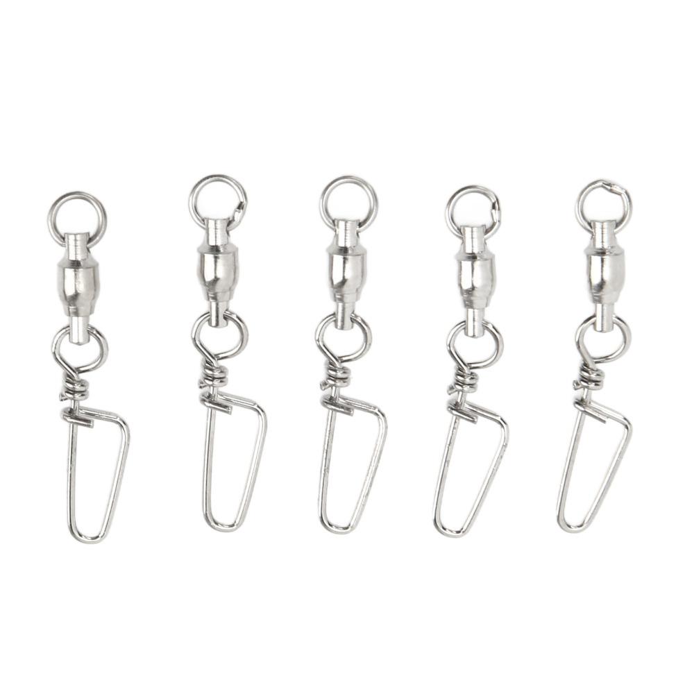 50PCS 2 Sizes Ball Bearing Swivels Stainless Steel Leader Connector  Fishing Tackle